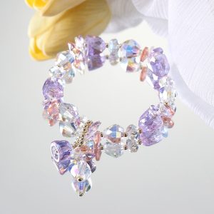 delicate amethyst crystal bracelet with charm