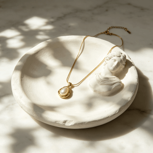 teardrop pearl pendant choker necklace, 18k gold plated thin wire collar necklace